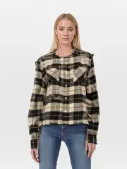 Check Frayed Detail Shirt