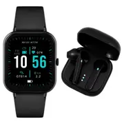 Reflex Active Series 17 Silicone Strap Watch and Earbud Pack Set - Black