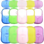 HTDYK 10 Boxes (500 sheets) Portable Hand Soap Flakes, Travel Paper Soap Sheets for Hand Washing, Disposable Laundry Clothes Soap Leaves for Traveling Camping