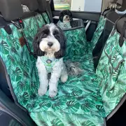Dog Hammock Back Seat Cover - Tropical Leaves - Car 2-in-1 System