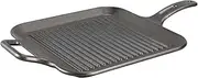 Lodge P12SGR3 12 Inch Square Cast Iron Grill Pan, Black