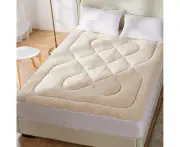 Dreamz Mattress Topper Protector 100% Cotton Wool Underlay Mat Reversible Queen