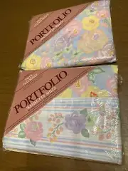 Veg Wamsutta Portfolio Floral Twin Flat & Fitted Sheet Percale Spring Bouquet