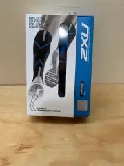 MENS 2XU HYOPTIK COMPRESSION SOCKS BLACK BLUE MA3575E SIZE XL