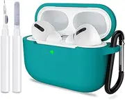 [ATUAT] for AirPods Pro 2nd Generation Case Cover, Protective Silicone Skin Accessories with Keychain for Women Men for Apple AirPods Pro Gen 2(2022), Front LED Visible-Teal