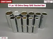 Craftsman Tools 11 pc 1/2" Drive Socket Set Deep SAE