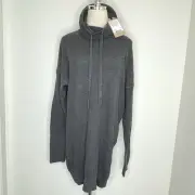 Prana Milani Turtleneck Sweater Dress Womens Medium Charcoal Gray Organic Merino