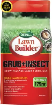 Scotts Lawn Builder Grub & Insect Fertiliser 2.5kg, Slow Release, Kills Weeds, A