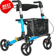 4 Wheel Foldable Rollator Walker with Brakes Lightweight Mobility Aid