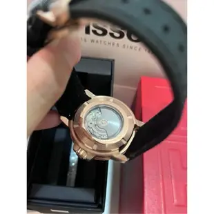 Tissot seastar 1000 深藍漸變款 玫瑰金錶圈 機械錶 尼龍錶帶✅