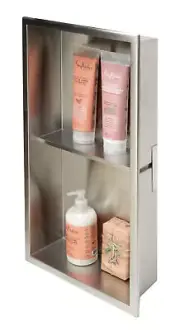 ALFI brand ABN1224 12" x 24" Vertical Double Shelf Stainless Bath/Shower Niche