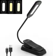 Book Light, 12 LED USB Rechargeable Reading Light with 3-Level Brightness for...
