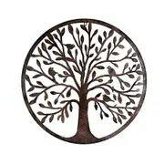 Willow & Silk Round Metal Tree-of-Life w/Birds Wall Art Rustic Home Decor 60cm