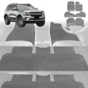 6D Diamond Car Floor Mats for Ford Everest UA2022-Current-Ultimate Set-Grey-Outback GT