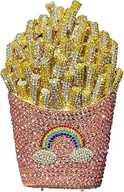 [DEBIMY] French Fries Chips Rhinestone Clutch Women Crystal Handbag Sparkly Evening Bag Purses for Wedding Party