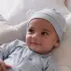 【Purebaby】澳洲有機棉 嬰兒帽 可調節帽高 粉藍(新生兒 帽子 親膚有機棉)