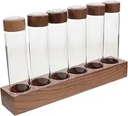 BESTYASH 1Set Glass Coffee Bean Storage Bottles with Wooden Base Airtight Lids Single Dose Containers for Organizing Coffee Tea Leaves Spices and Kitchen Essentials
