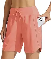 [WILLIT] Women's 7" Athletic Running Shorts Long Workout Hiking Shorts Quick Dry High Waisted Active Shorts Zipper Pocket