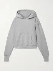 [Les Tien] Les Tien - Cara Cropped Cotton-jersey Hoodie - Gray - small small Gray