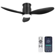 42'' Flush Mount Ceiling Fan with Lights, Remote/App Control, 3 Colors & Dimm...