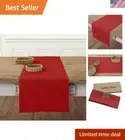 Elegant Red Table Runner 14x120 - Pure Linen, Artisan Crafted - Machine Washable