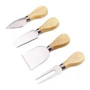2SETS 4 PCS/SET Stainless Steel Cheese Knife Bamboo Handle Cheese Slicer Wood Handle Cheese Knives Set Cutter