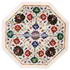 White Marble Corner Table Tops Multi Floral Inlay Console Bar Furniture Decors