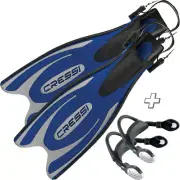 Cressi Frog-Plus Fins with Bungee Straps, Small/Medium, Blue