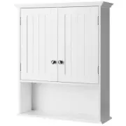 WELLFOR Wall Cabinet 28" x 23.5" x 7.5" Bathroom Storage MDF w/ 2-Doors White