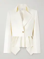 [MCQUEEN] MCQUEEN - Peplum Wool-twill Blazer - Off-white - IT44 IT 44 Off-white