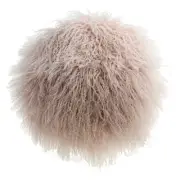 Pink Round Mongolian Lamb Fur Pillow Cover