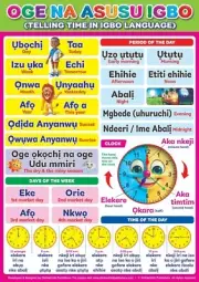 One Tell Time, Oge For Kids Laminated Poster in English & Igbo 16.5x23 inch