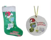17" The Grinch Quarantine Stocking AND matching Ornament 2020
