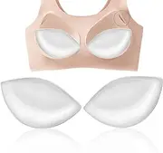 [POMAMZ] Silicone Bra Pads Inserts, Bikini Push Up Pads, Removable Fake Breasts Bra Fillers Enhancers, Silicone Chicken Fillets Bra Inserts Pads, Clear, One Size