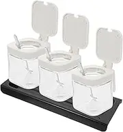 NAMOARLY 1 Set Kitchen Seasoning Jar Glass Spice Jars with Tray Multi Use Condiment Holder for Salt Sugar and Pepper Stylish and Storage for Home Cooking and Bbq