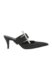 Alexander McQueen Birdee Cross-Bar Buckle Pointed-Toe Mules 37,38,40 black