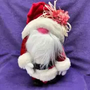 Folk Art Santa Claus Gnome Hand Crafted Christmas Whimsy 12x9 in Floral
