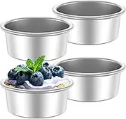4 Inch Cake Pan Set of 4, Non-Stick Stainless Steel Round Cake Tin for Cake Baking, Reusable Heavy Duty Cake Mold Pan Bakeware, 2 Inch Deep, Dishwasher Safe Cake Baking Mode for Kitchen