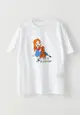 Crew Neck Printed Short Sleeve Cotton Girl T-Shirt