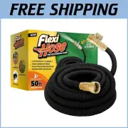 Ultimate Expandable 50ft Water Hose with Solid Brass Connectors - Black Finish
