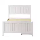 Oikiture Wooden Bed Frame King Single with Trundle Drawers White