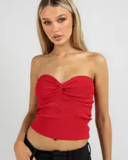 [Mooloola] Mooloola Women's Bianca Knit Tube Top in Red 0 Red