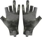 Summer Outdoor Fishing Gloves - UPF 50+ Abrasion Resistant Rowing Gloves v, Breathable and Comfortable Men's Half Fivinger Gloves | Anti-slip, Ice Silk Cycling Sun Protection, Lightweight Fishing