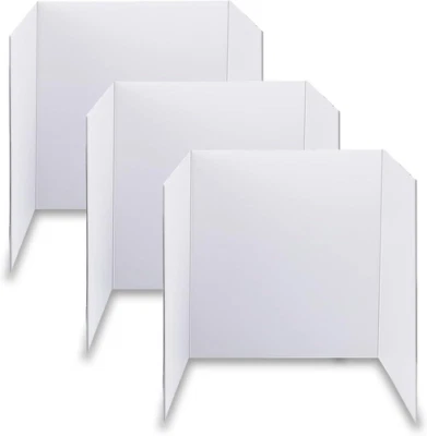 Trifold Poster Board, 24" x 16", 3-Pack, White Corrugated Project