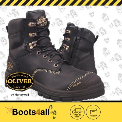 Oliver ATs Mens Safety Work Boots Steel Toe Cap ZIP Side Black 55345Z