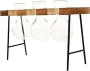 DECOMELODY 1Set Hydroponic Plant Propagation Station Glass Vases with Wooden Rack for Home and Office Decor for Displaying Plants and Enhancing Interior Aesthetics