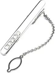[KUHBDIE] White Five Diamond Tie Clip Business Tie Clip Set with Square Diamond Tie Clip