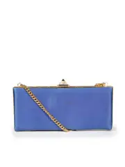 Blue & Gold Frame Clutch Bag