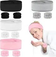 12Pack Face Wash Wrist Bands Headband Set KINGTLE Makeup Skincare Headband, Absorbent Wrist Wash Towel Bands,Spa Headband and Wristband Set for Women