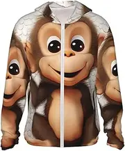 [FJWSLCH] Men's UPF 50+ Sun Protection Hoodie Jacket Long Sleeve Outdoor cute monkey Sun Shirt for Women Zip